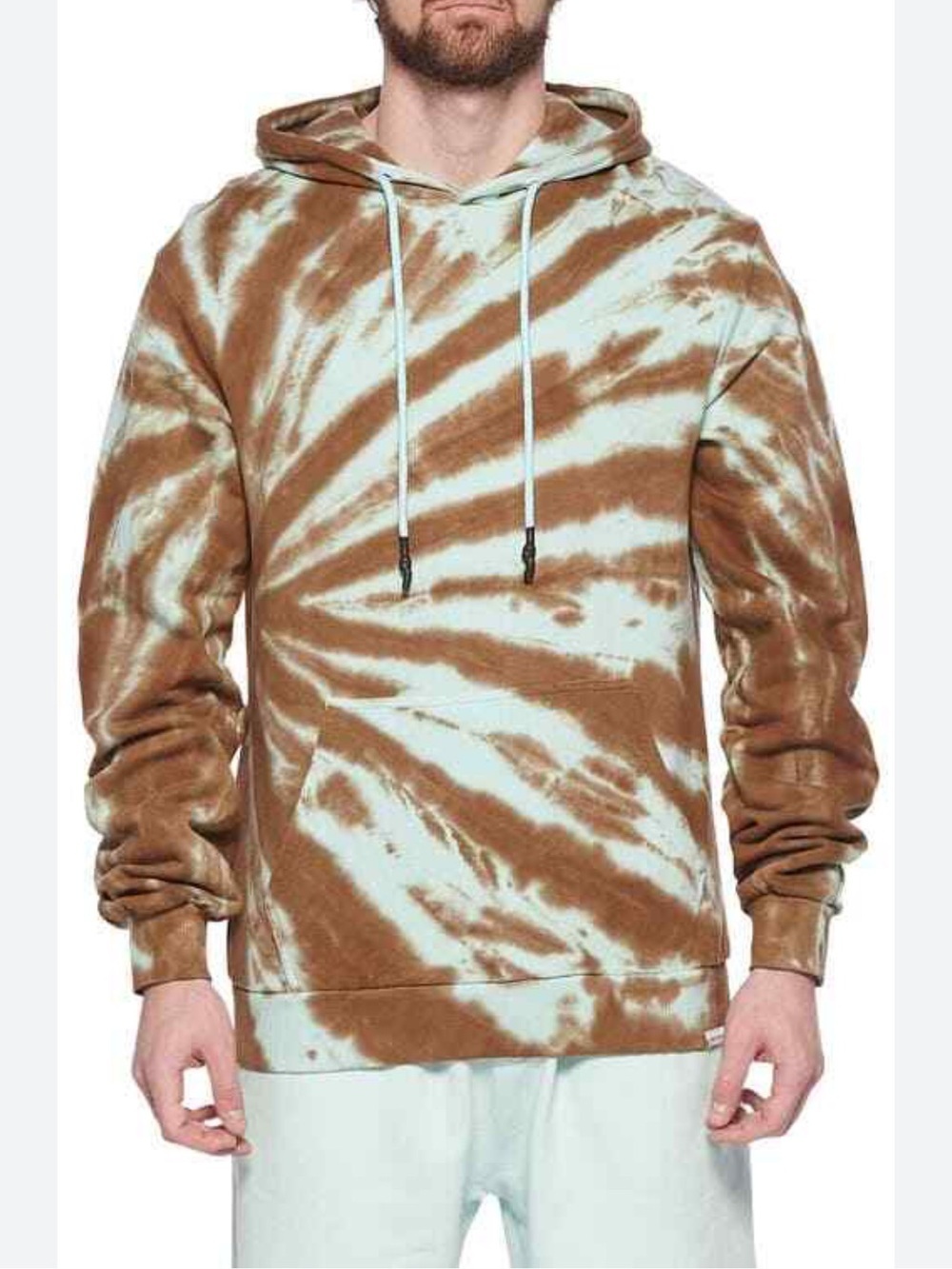 Elevenparis Mens tie dye  Hoodie Sweatshirt, brown and blue EUC